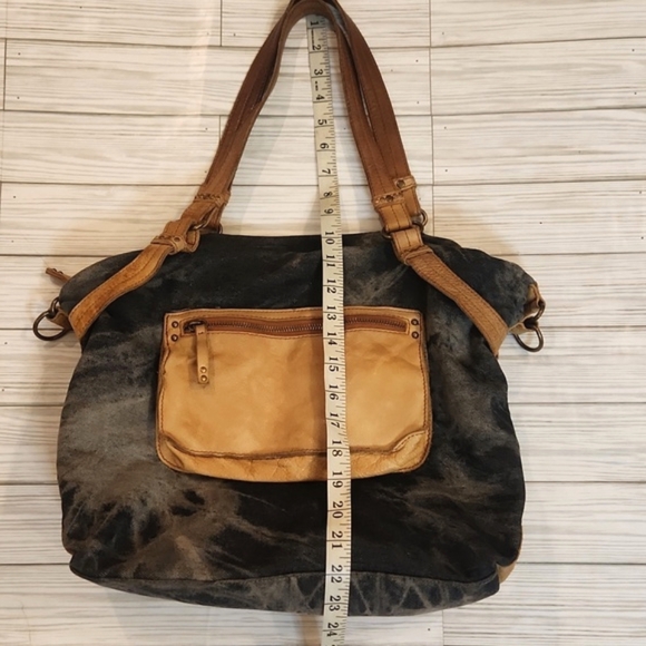 Womens Schuler & Sons Anthropologie gray tie dye & leather shoulder bag. - Picture 13 of 14